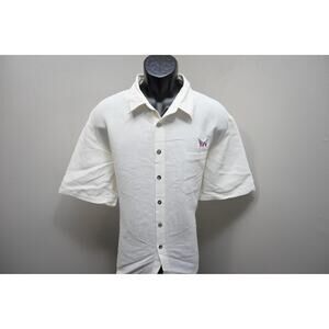 Straight Down Hawaiian Shirt Off-White Short Sleeve Rayon-Poly Mens Size Large